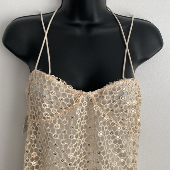 Free People Intimately Crochet Embellished Body Suit Dress Size Small - Picture 3 of 12